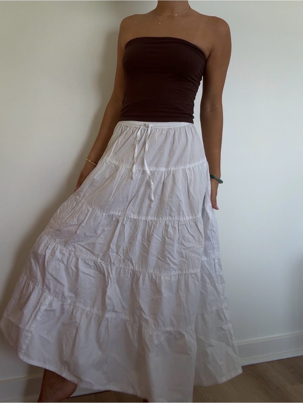 Motel Rocks White Tiered Maxi Skirt - Picture 2 of 4